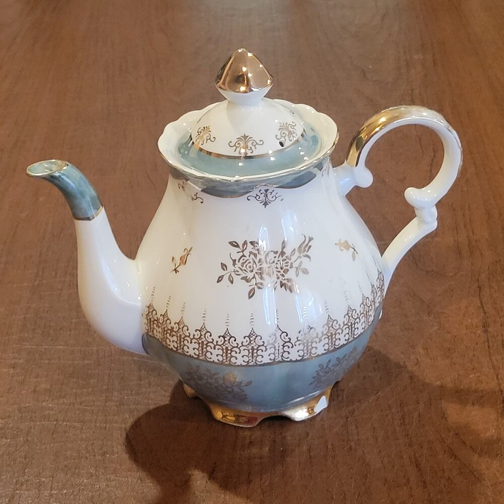 West Pac Green White And Gold Teapot Coffee Pot Japan Vintage 1950s